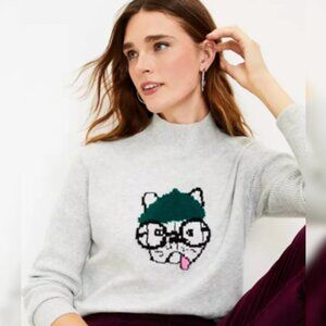 LOFT Light Gray French Bulldog Sweater